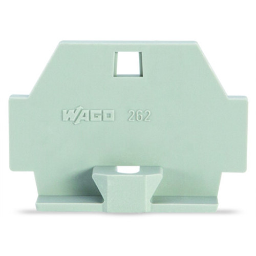 End plate, with fixing flange, gray