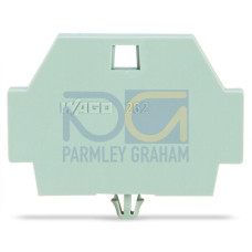 End plate, with snap-in mounting foot, gray