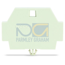 End plate, with snap-in mounting foot, light gray