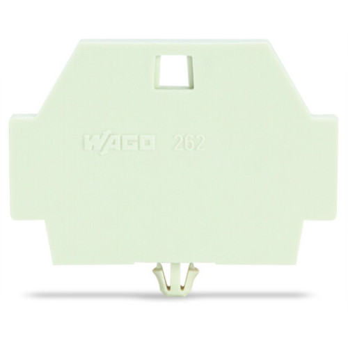 End plate, with snap-in mounting foot, light gray