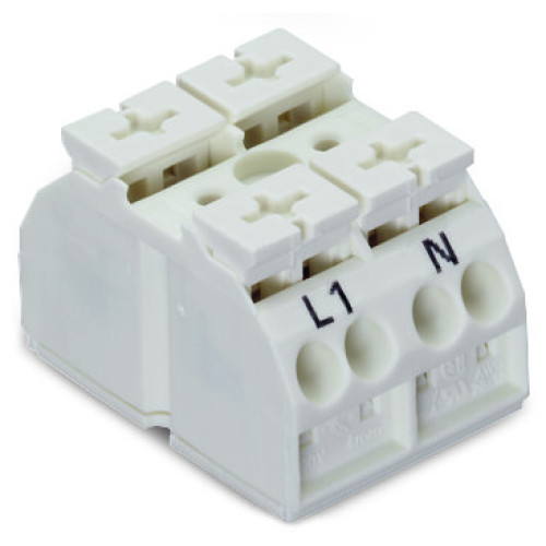 4-conductor chassis-mount terminal strip, suitable for Ex e II applications, without ground contact, white