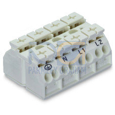 4-conductor chassis-mount terminal strip, suitable for Ex e II applications, without ground contact, white