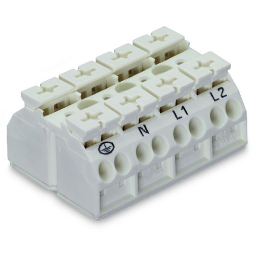 4-conductor chassis-mount terminal strip, suitable for Ex e II applications, without ground contact, white