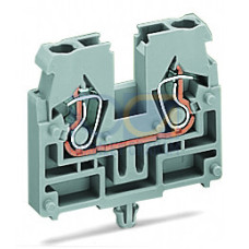 2-conductor terminal block, without push-buttons, with snap-in mounting foot, gray