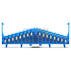 8-level terminal block for matrix patching, with locking clips, one potential per level, blue