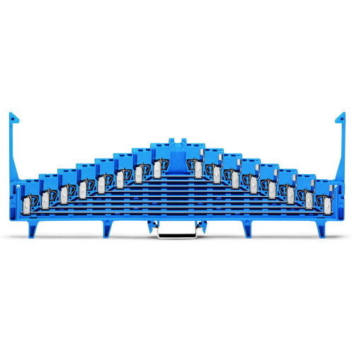 8-level terminal block for matrix patching, with locking clips, one potential per level, blue