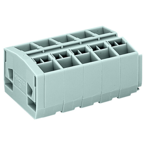 4-conductor terminal strip, without push-buttons, with snap-in mounting feet, gray