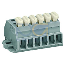 2-conductor terminal strip, on one side with push-buttons, with fixing flanges, gray