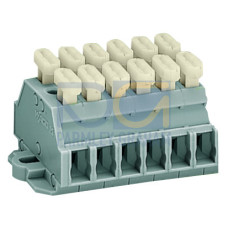 2-conductor terminal strip, on both sides with push-buttons, with fixing flanges, gray