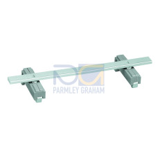 Carrier with 2 grounding feet, parallel to carrier rail, 125 mm long, gray