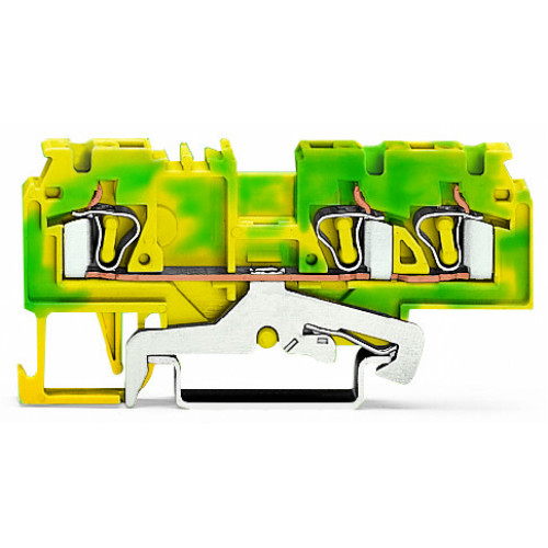 3-conductor ground terminal block, 4 mm&sup2;, side and center marking, green-yellow