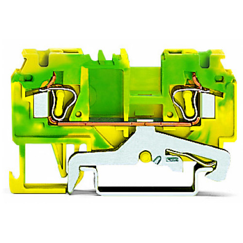 2-conductor ground terminal block, 4 mm&sup2;, side and center marking, green-yellow
