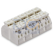 4-conductor chassis-mount terminal strip, without ground contact, PE-N-L1-L2-L3, white