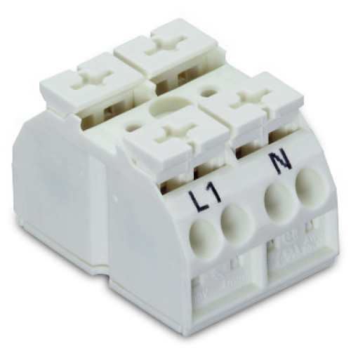 4-conductor chassis-mount terminal strip, suitable for Ex e II applications, without ground contact, white