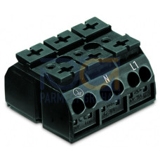 4-conductor chassis-mount terminal strip, suitable for Ex e II applications, without ground contact, black