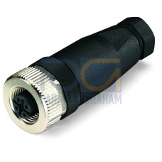 Fitted pluggable connector, 5-pole, M12 socket, straight