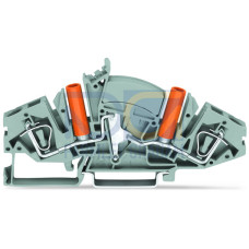 2-conductor through terminal block, 6 mm&sup2;, with touch-proof test sockets, gray