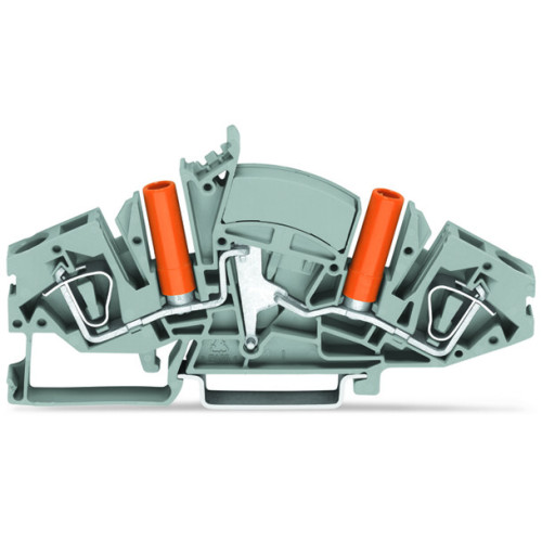 2-conductor through terminal block, 6 mm&sup2;, with touch-proof test sockets, gray