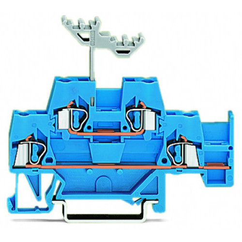 Double-deck terminal block, Through/through terminal block, with additional jumper position on lower level, blue/blue