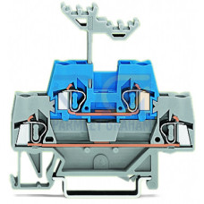Double-deck terminal block, Through/through terminal block, for DIN-rail 35 x 15 and 35 x 7.5, gray/blue