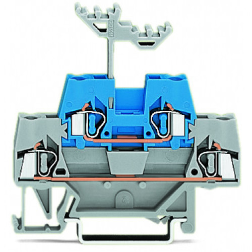 Double-deck terminal block, Through/through terminal block, for DIN-rail 35 x 15 and 35 x 7.5, gray/blue