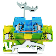 Double-deck terminal block, Ground conductor/through terminal block, 2.5 mm&sup2;, green-yellow/blue