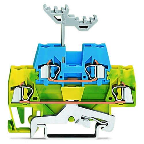 Double-deck terminal block, Ground conductor/through terminal block, 2.5 mm&sup2;, green-yellow/blue