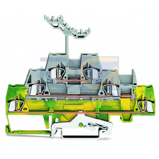Triple-deck terminal block, Shield/through/through terminal block, 2.5 mm&sup2;, green-yellow/gray/gray