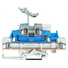 Triple-deck terminal block, Shield/through/through terminal block, 2.5 mm&sup2;, white/blue/gray