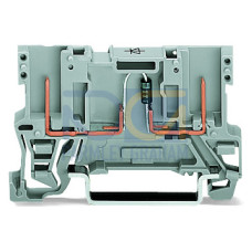 2-pin component carrier block, with diode 1N4007, anode, right side, gray