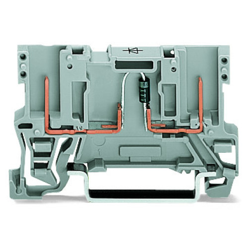 2-pin component carrier block, with diode 1N4007, anode, right side, gray
