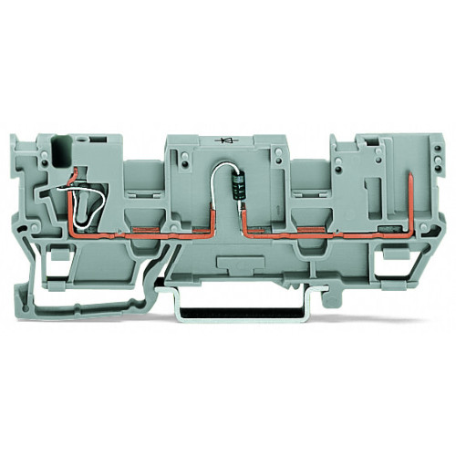 1-conductor/1-pin component carrier terminal block, with 2 jumper positions, with diode 1N4007, gray