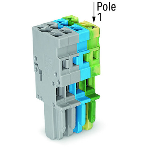 1-conductor female connector, CAGE CLAMP&reg;, 4 mm&sup2;, green-yellow/blue/gray