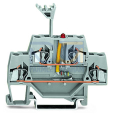 Component terminal block, double-deck, LED (red), gray
