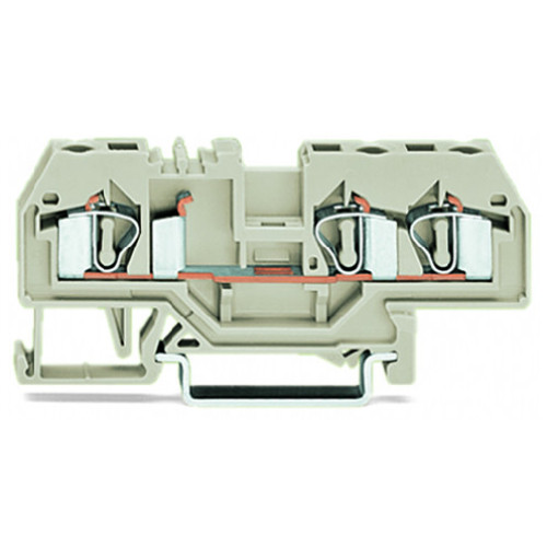 3-conductor through terminal block, 4 mm&sup2;, suitable for Ex e II applications, light gray