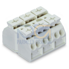 4-conductor chassis-mount terminal strip, without ground contact, 3-pole, white
