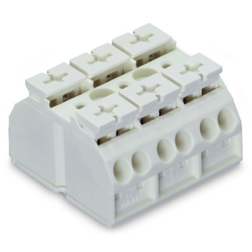 4-conductor chassis-mount terminal strip, without ground contact, 3-pole, white
