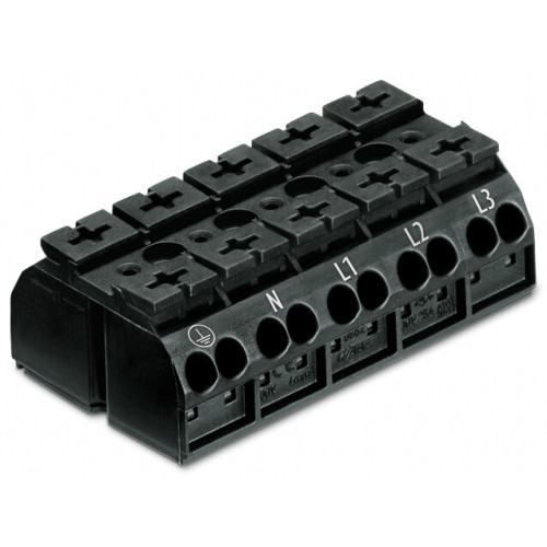 4-conductor chassis-mount terminal strip, suitable for Ex e II applications, without ground contact, black