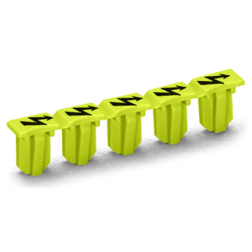 Protective warning marker, for 5 terminal blocks, with high-voltage symbol, black, yellow