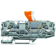 2-conductor disconnect terminal block, with pivoting knife disconnect, with test option, gray