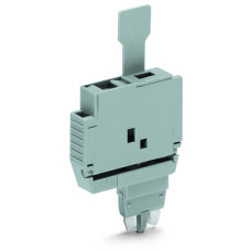 Fuse plug, with pull-tab, for miniature metric fuses 5 x 20 mm and 5 x 25 mm, gray