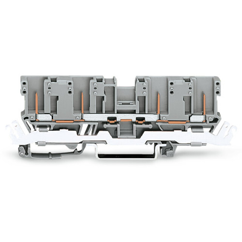 4-pin carrier terminal block, with shield contact, for DIN-rail 35 x 15 and 35 x 7.5, gray