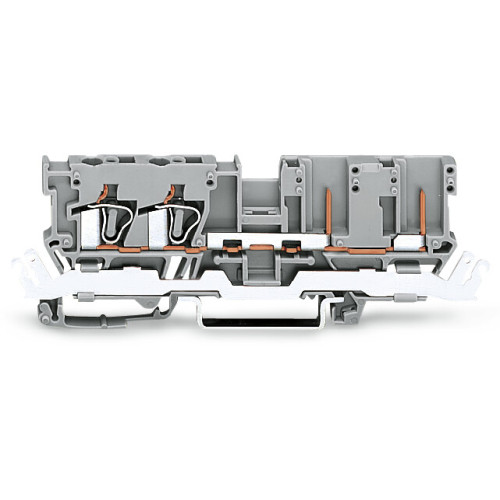 2-conductor/2-pin carrier terminal block, with shield contact, for DIN-rail 35 x 15 and 35 x 7.5, gray