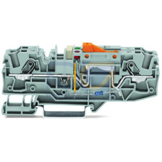 Ground conductor disconnect terminal block, with test option, with orange disconnect link, gray
