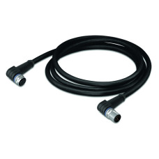 Sensor/Actuator cable, M12A socket, angled, M12A plug, angled, 4-pole, Length: 1 m