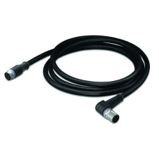 Sensor/Actuator cable, M12A socket, straight, M12A plug, angled, 4-pole, Length: 1 m