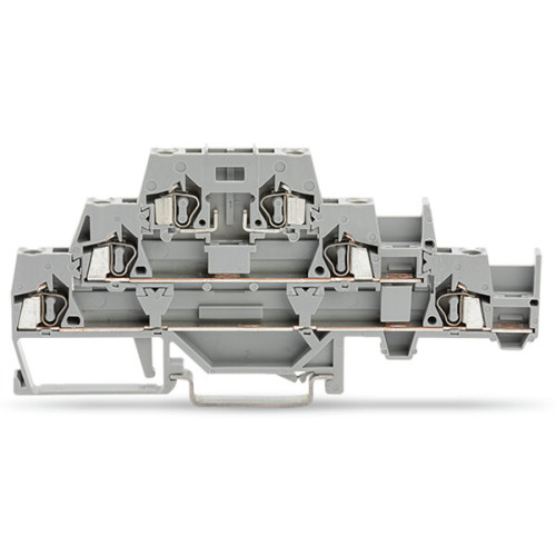 Triple-deck terminal block, with additional jumper position on lower level, for DIN-rail 35 x 15 and 35 x 7.5, gray/gray/gray