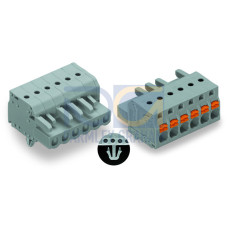 1-conductor female connector, push-button, Push-in CAGE CLAMP&reg;, gray