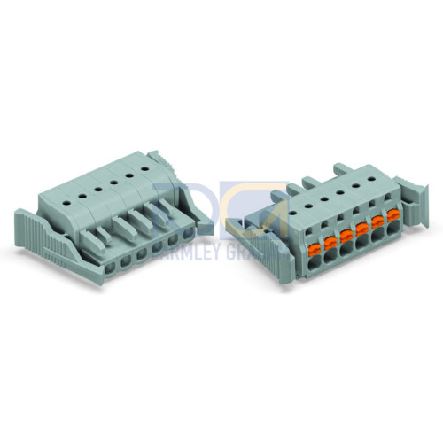 1-conductor female connector, push-button, Push-in CAGE CLAMP, 2.5 mm, Pin spacing 5 mm, 2-pole, Lat