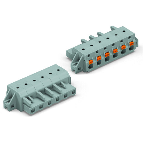 1-conductor female connector, push-button, Push-in CAGE CLAMP&reg;, gray